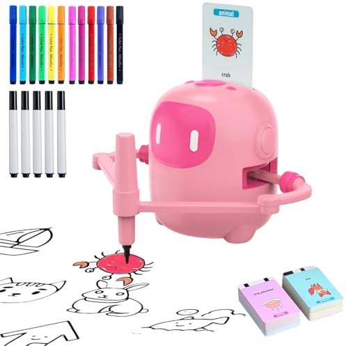 SHENSE Robot Dessinateur Enfant Drawing Robot for Kids with 150 Cards and 17 Stylos à Dessiner Magic Cadeaux pour Enfants garçons et Filles (Rouge)