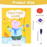 OFFCUP Arytmetyczna zabawka edukacyjna, zabawka matematyczna Montessori, magnetyczne płytki ułamkowe, płytki ułamkowe i magnetyczne kółka, zestaw manipulatorów matematycznych (hipopotam)