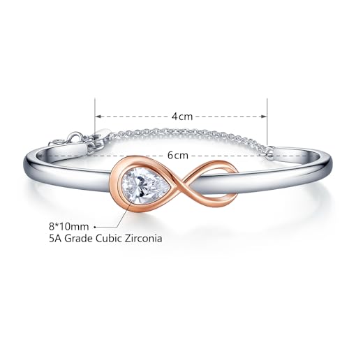Lyniuoy Infinity Bracelets for Women Two-tone 18K Gold Plated Adjustable Minimalist Bangle Jewelry Gifts for Mom Perfect for Anniversary Mother's Day Christmas Valentine's Day — view 5