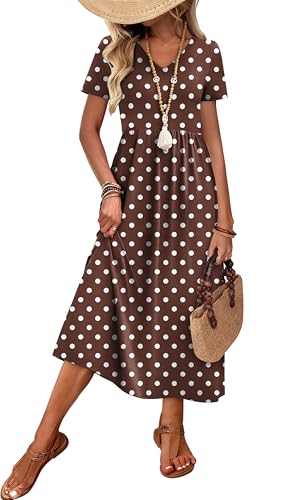 Image of OFEEFAN Summer Dresses for Women Flowy Casual A-Line Midi Dress Beach Vacation Sundresses with Pockets S-2XL