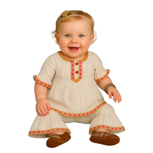Image of A.T.U.N. (ALL THINGS UBER NICE) Baby Girls Cotton Kurti and Sharara Set | Soft & Breathable Traditional Stylish Clothing Set for Kids