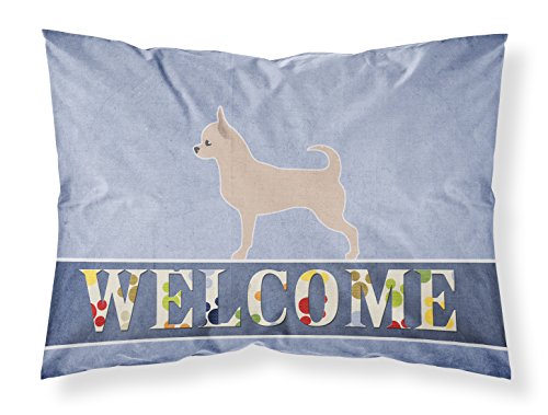 Caroline's Treasures BB5554PILLOWCASE Chihuahua Welcome Fabric Standard Pillowcase Lightweight Super Soft Easy Care Decorative Artwork Pillowcase, Standard