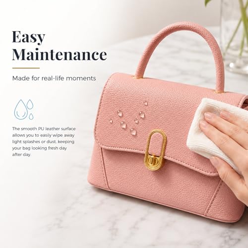 Image of Crossbody Bag for Women Shoulder Handbag PU Leather Satchel Purse with Top Handle Gold Turn Lock Adjustable Strap