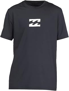 Boys' Loose Fit Short Sleeve Rashguard, All Day Wave Black, M