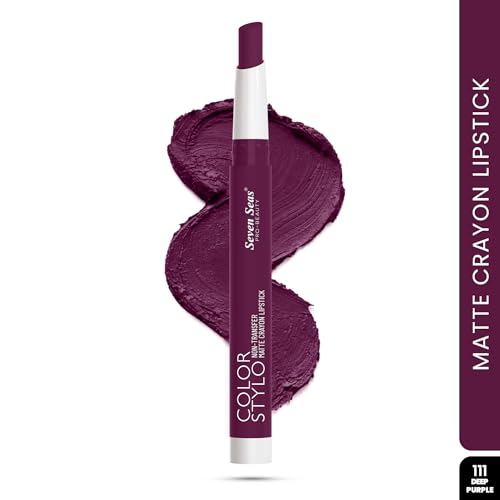 Image of Seven Seas Color Stylo NonTransfer Matte Lipstick | Matte Finish Crayon Lipstick | Waterproof | Long Lasting | Lasts Up to 24 hours (Deep Purple)