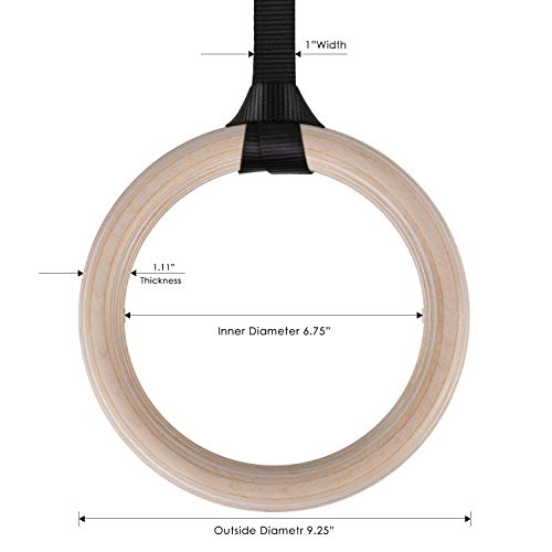 image for femor Gym Rings, Wood Gymnastic Rings with Adjustable Straps, Heavy Du