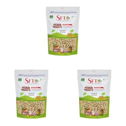Image of SFT Pure Cashews Whole /Kaju, 200g, Nutritious & Delicious, Premium Kaju nuts, Rich in Protein, Magnesium & Phosphorus, Deluxe Size & Crunchy Nuts (Pack of 3)