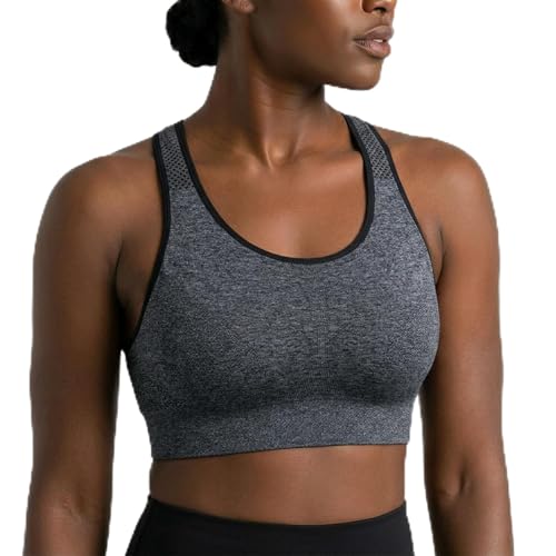 Image of Under Control Plus Size Sport Bras for Women Large Bust Seamless Racerback Padded Yoga Workout Bras Black White Pack 1X-2X-3X