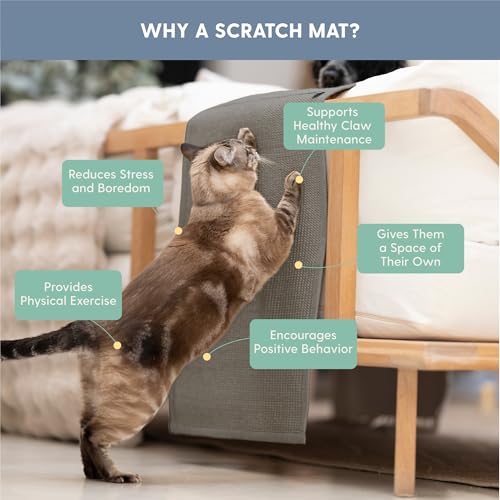 Image of The Cat Ladies Cat Scratch Furniture Protector Mat - Couch Protector from Claws - Anti Scratch Furniture Protectors from Cats Scratching - Sisal Scratcher Pad - Couch Cover Carpet - Grey