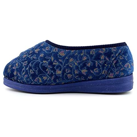 HELEN Superwide Velcro® Slipper - Blueberry Floral - Blueberry Floral - size UK Ladies Size 5 Cover