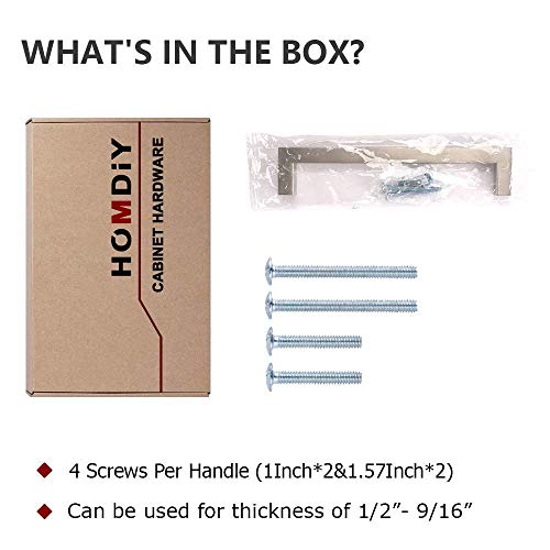 Homdiy 96Mm Cabinet Pulls Brushed Nickel Cabinet Handles J12Sn Drawer Handles Square Drawer Pulls For Kitchen Cupboard Door, Bedroom Dresser Drawer Bathroom Wardrobe Hardware 45 Pack #TOP3