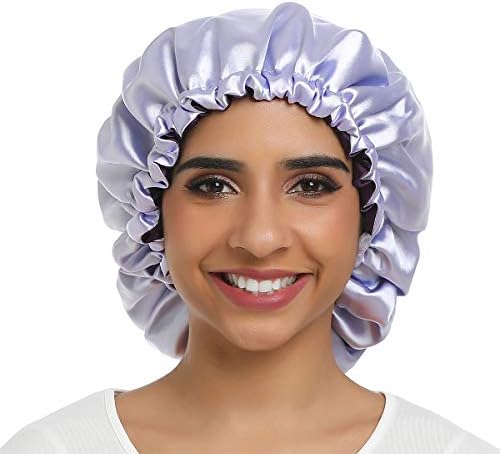 SAYMRE Adjustable Satiny Sleep Cap Hair Bonnet Double Layered Reversible for Women Protective Sleep Hairstyles