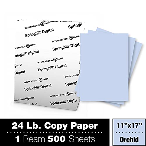 Springhill 11” x 17” Orchid Copy Paper, 24lb Bond/60lb Text, 89gsm, 500 Sheets (1 Ream) – Colored Printer Paper with Smooth Finish – Versatile and Flexible Computer Paper – 024061R