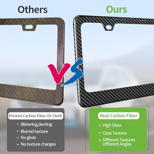 T-carbon Real Carbon Fiber License Plate Frame-100% Handcrafted License Plate Holder Luxury License Plate Frame with Anti-Theft Accessories Slim Black License Plate Cover Fit for US CAN Cars, 2 Holes by T-carbon - Image 5