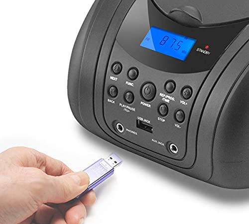 Lauson MX19 Tragbarer CD Player | USB MP3-CD Spieler | CD Boombox USB | UKW Radiotuner | Kopfhörern, AUX-In, Netz… - Image 6