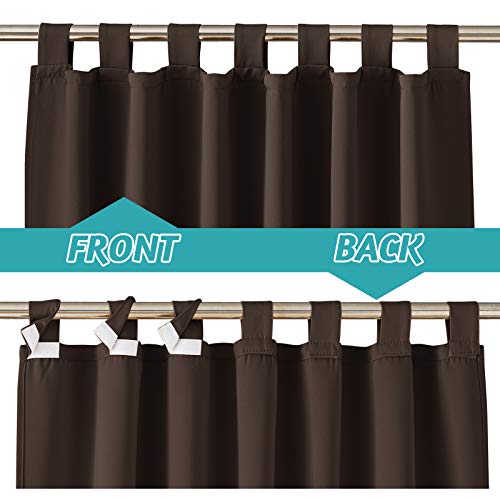 Ryb Home Patio Curtains Outdoor 2 Panels - Detachable Top Waterproof Outdoor Blackout Curtains Drapes For Porch Pergola Gezebo Cabana Sun Room Deck, W 52 X L 84, Brown #TOP2