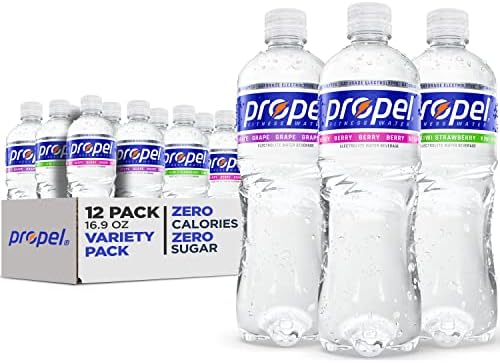 Propel, 3 Flavor Variety Pack, Zero Calorie Sports Drinking Water with Electrolytes and Vitamins C&E, 16.9 Fl Oz (12 Count)