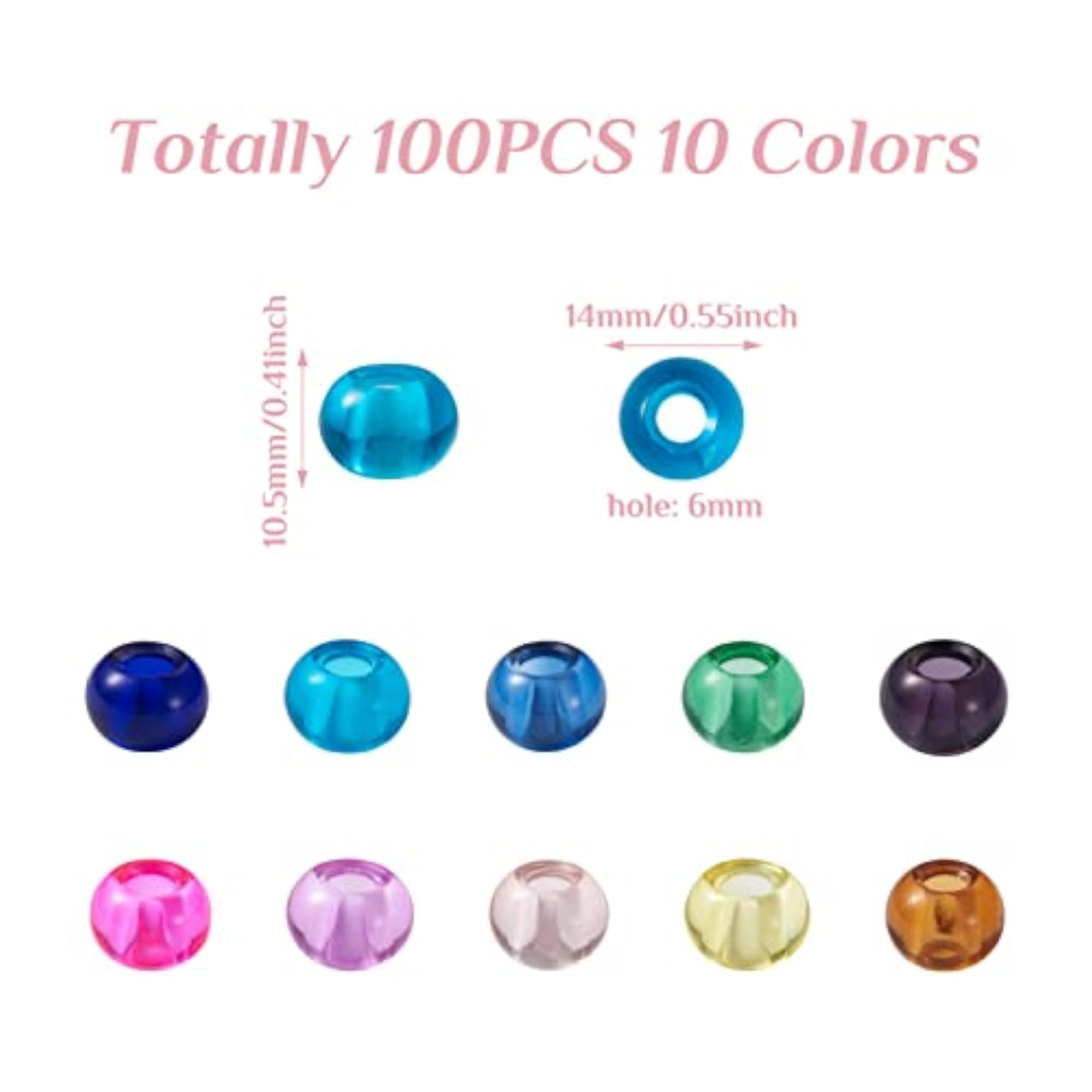14mm Glass European Beads for DIY Crafts