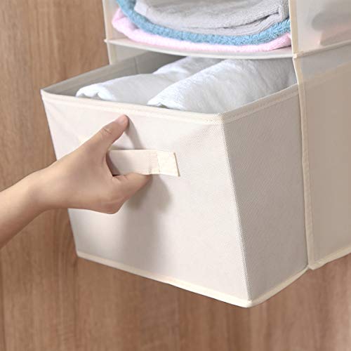 MAX Houser 4-Shelf Hanging Closet Organizer, Space Saver, Cloth Hanging Shelves with 2 Side Pockets, Foldable (Beige) by MAX Houser - Image 9