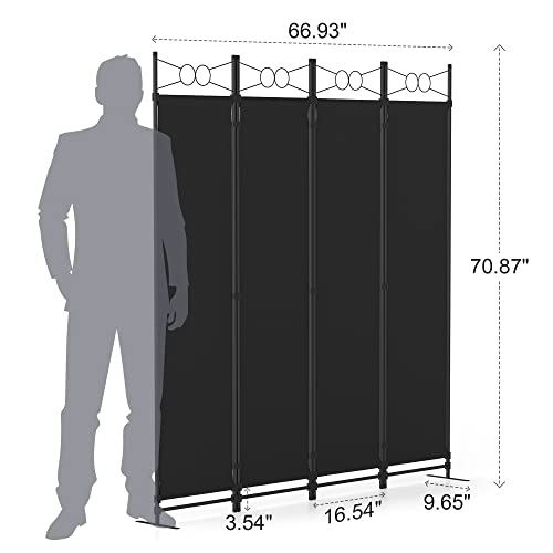 Morngardo Room Divider And Folding Privacy Screens 4 Panel Partitions Wall Dividers Portable Separating For Home Office Bedroom Classroom Dressing Studio Apartment (Black) #TOP3