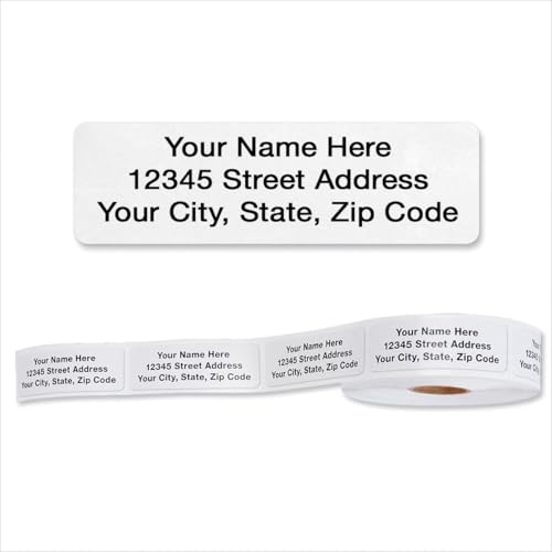 Personalized Return Address Labels, Roll of 250 Gloss White Self-Adhesive Labels Without Dispenser, Customize with Name & Shipping Address, Colorful Images