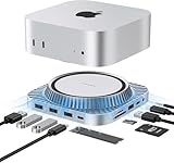 1 IVANKY 13-en-1 Station d’Accueil pour Mac Mini M4 & M4 Pro (2024) – Support avec boîtier SSD M.2 NVMe, Hub HDMI 4K@120Hz, 2×10 Gbps USB A/C, SD/TF, 2 Ports Audio (Sliver, Vitesse élevée)
