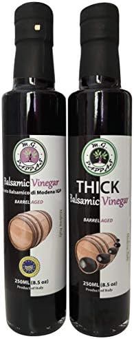 M.G. PAPPAS Balsamic Vinegar from Italy IGP plus Thick Barrel Aged Traditional Style Sweet Gourmet Italian Set No Preservatives No Caramel Pack of 2 x 8.5 Fl Oz