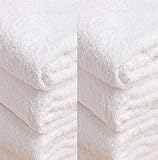 Towels N More 24x48 White Bath Towels - 6 Pack Premium Cotton Bath Towels for Bathroom, Thick Soft B