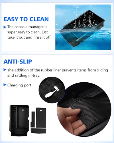 Autorder 2PCS Center Console Organizer for 2023 2024 2025 Honda CR-V CRV Accessories Armrest Storage Box Secondary Insert Tray Center Console Armrest Tray with Nonslip Mats