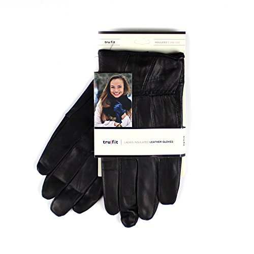 TRU FIT LADIES LEATHER GLOVES INSULATED (ZIPPER, 1 BUTTON, 3 BUTTON STYLES) (Zipper)