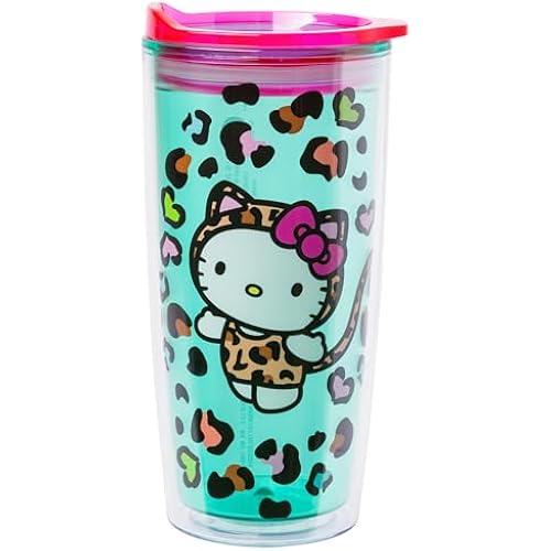 Silver Buffalo Sanrio Hello Kitty Wild, Tumbler with Slide Close Lid, 20oz