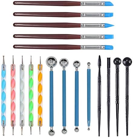 EuTengHao 18Pcs Dotting Tools Kit Clay Pottery Carving Modeling Tools Set Rock Painting Kit Including Ball Stylus Clay Sculpting Tools Rubber Tip Pens for Embossing Art, Coloring, Nail Art Painting