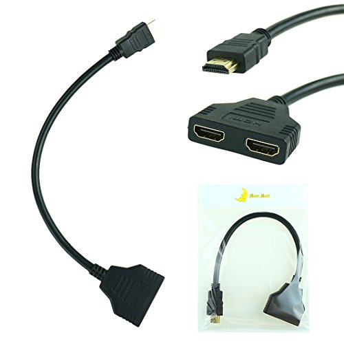 Moon mood® Negro Twin HDMI Cable HDMI Adaptador Un punto dos HDMI con un macho y dos hembra Interfaces para Todos los Dispositivos de puerto HDMI Adaptador Connector Cable