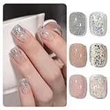 GAOY Glitter Gel Nail Polish Set of 6 Colors Including Sparkly Pink Gold Silver Gel Kit for Nail Art DIY Manicure and Pedicure at Home