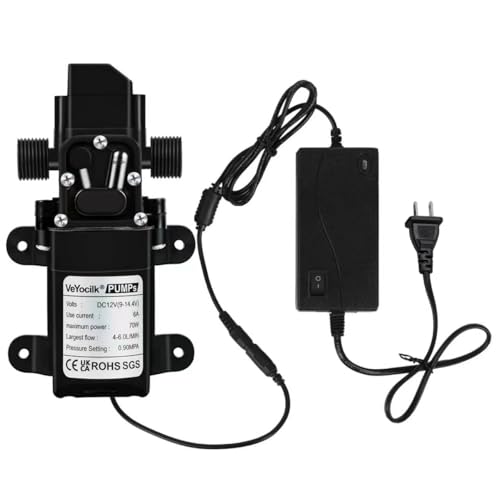 Image of DC 12V Water Pump,1GPM 4L /M Diaphragm Pump with Power Supply Adaptor G1 /2 inch 20mm Inlet /Outlet