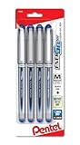 Pentel EnerGel NV Liquid Gel Pen, 0.7mm, Medium Line, Metal Tip, Blue Ink, 4 Pack (BL27BP4C)