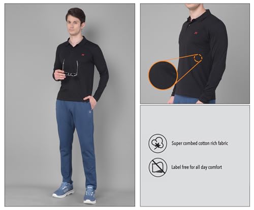 Image of Force NXT Polo Neck T-Shirt for Men Pack of 1 | Regular Fit T-Shirt for Men | Premium Super Combed Rich Cotton Polo Shirt | Men's Ultra Soft Full Sleeve T-Shirt
