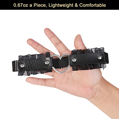 Alisikee Lace Heart Thigh Garter Belt, Adjustable Leg Garters For Women, Black, 1 Pair #TOP5