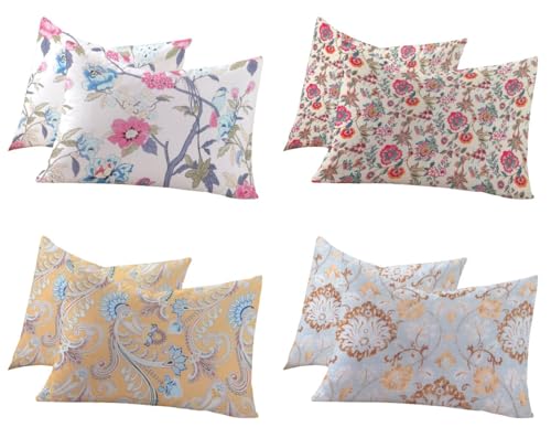 Image of RD TREND 210 TC Premium Glace Cotton Assorted King Size Printed Floral Design Pillow Cover -18 inchX28 inch Inches,(Pack of 4) of Any 4 Pieces Color Multi-10