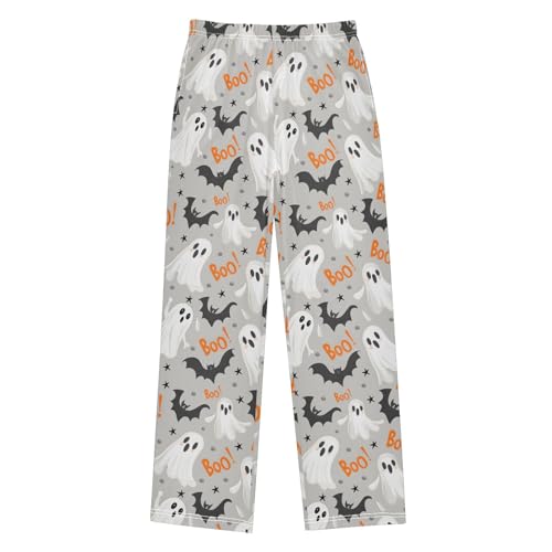 Pajama Pants Lounge Sleep PJ Bottoms Sleepwear Elastic Waist Drawstring S White Ghost