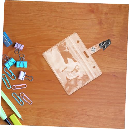 Porta credencial de identificación horizontal con clip para proteger pases de oficina 5