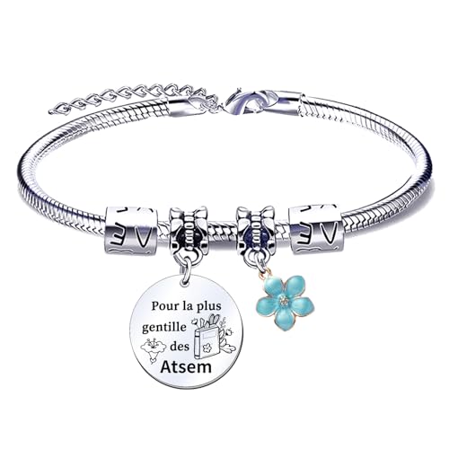 XWXW - Pulsera de regalo para maestros, regalo atsem, pulsera de regalo maestro de escuela, fin de año, L, Acero inoxidable, No es una piedra preciosa