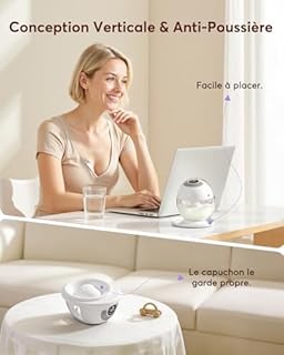 Haokoo K9 Tire Lait Electrique Main Libre avec capuchon anti-poussière - aspiration puissante, silencieux et anti-fuite, 4 modes, 12 niveaux, longue autonomie, Téterelles 17/19/21/24/27 mm (2 unités)