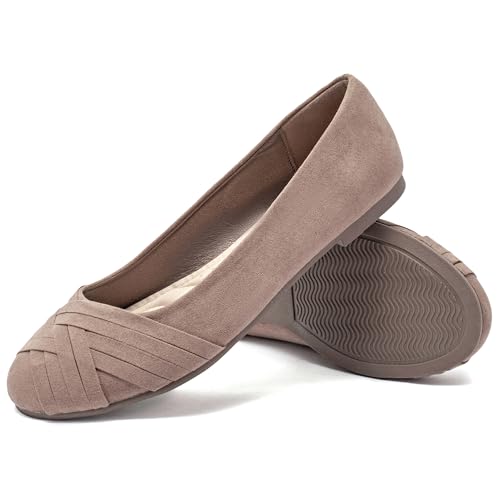 Image of Veittes Women's Wide Width Flat Shoes, Dressy Round Toe Slip On, Soft Comfortable Office Work Daily Walking Ballet Flats.