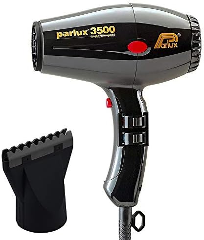 Parlux 3500 Super Compact Black Hair Dryer + M Hair Designs Hot Blow Attachment (Bundle) – Lightweight, High-Speed Professional Blow Dryer for Fast Drying & Styling
