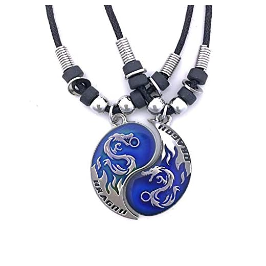 Tapp Collections Dragon Yin Yang 2 Mood Pendant Necklaces Set