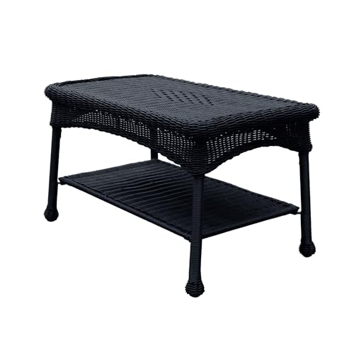 Jeco Inc Black Wicker Patio Furniture Coffee Table