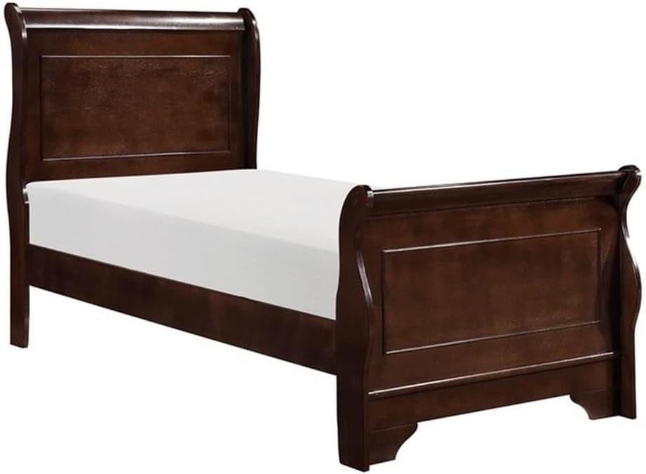 Lexicon Abbeville Traditional Wood Twin Sleigh Bed in Brown Cherry