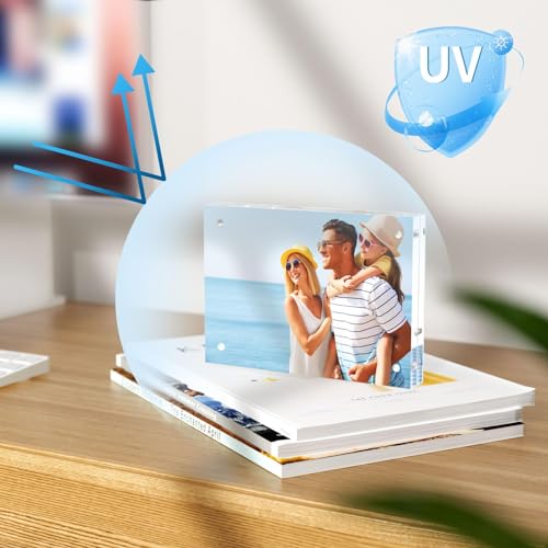 AITEE 5x7 Acrylic Picture Frames 6 Pack, 20% Thicker Block, Clear Picture Frames Freestanding Double Sided Magnetic Acrylic Lucite Frameless Transparent Square Frame Gift for Desktop Display by AITEE - Image 4
