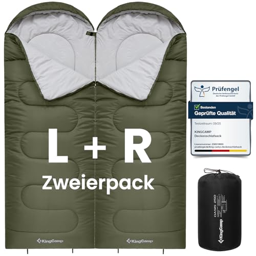 KingCamp Schlafsack für Erwachsene, kaltes Wetter & warm, XL, große und hohe Flanell-Schlafsäcke mit Kompressionssack, tragbar, wasserdicht, Zubehör für Outdoor-Camping